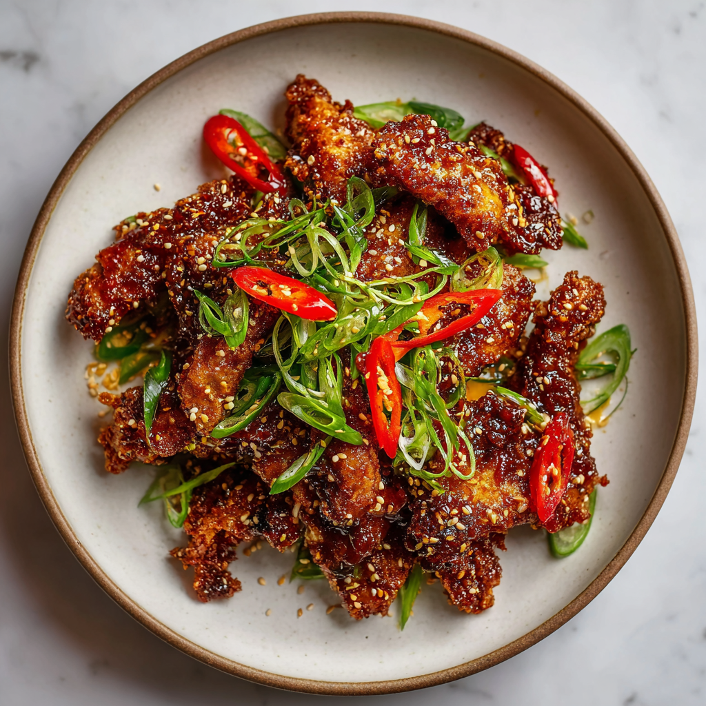 Crispy Shredded Chili Beef in Sticky Garlic Sauce