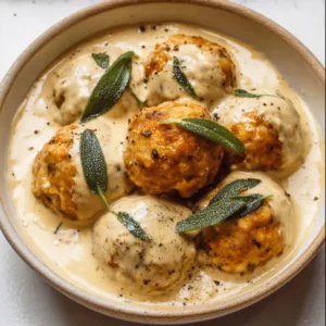 Pumpkin Chicken Meatballs in Sage Cream Sauce