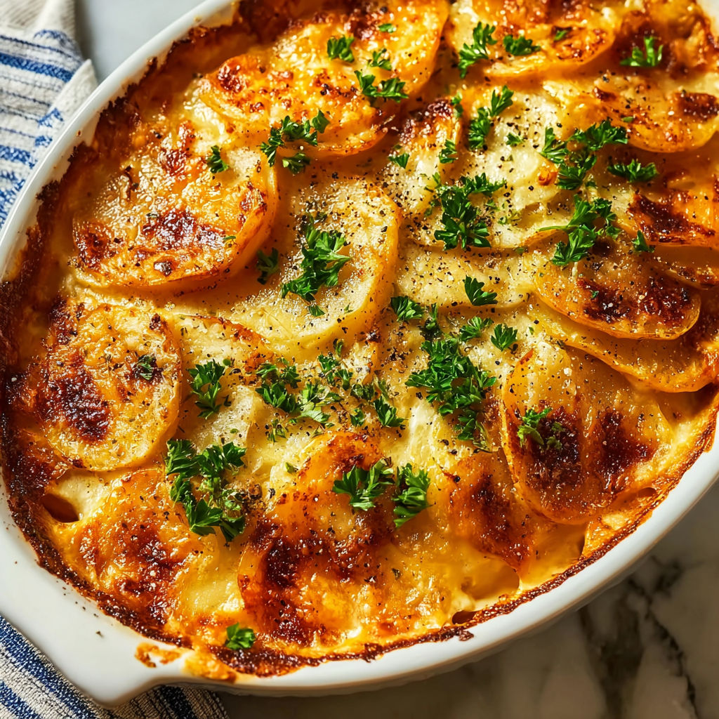 Chipotle Gouda Scalloped Sweet Potatoes