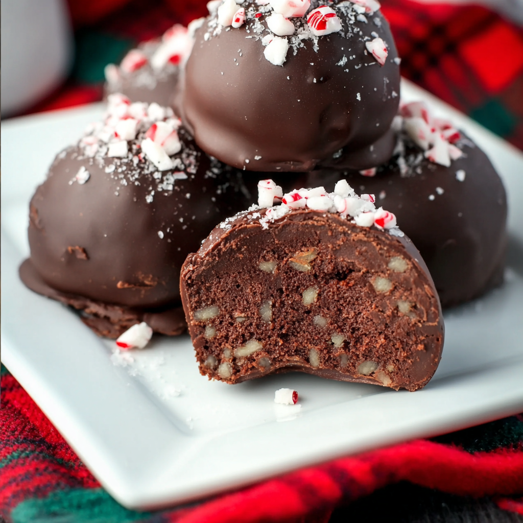 Peppermint Brownie Truffles