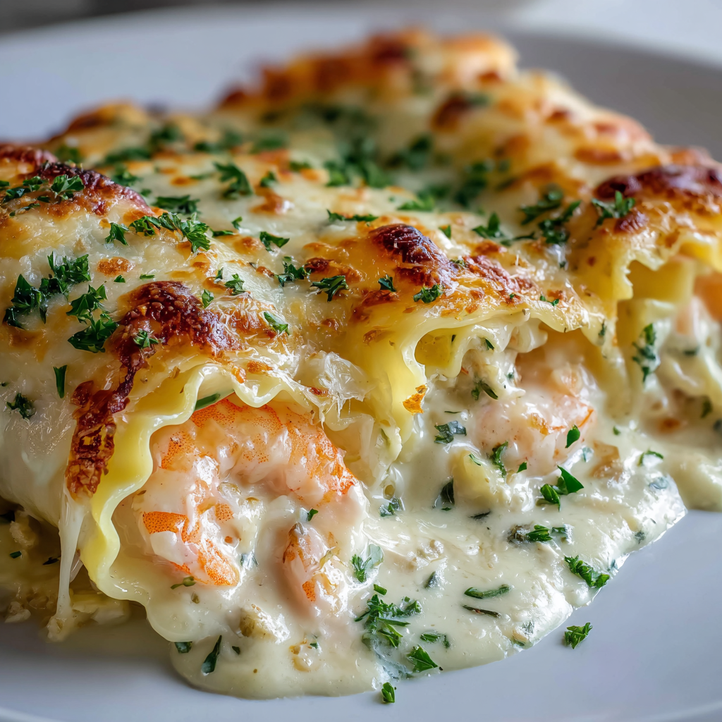Shrimp & Crab Alfredo Lasagna Roll‑Ups
