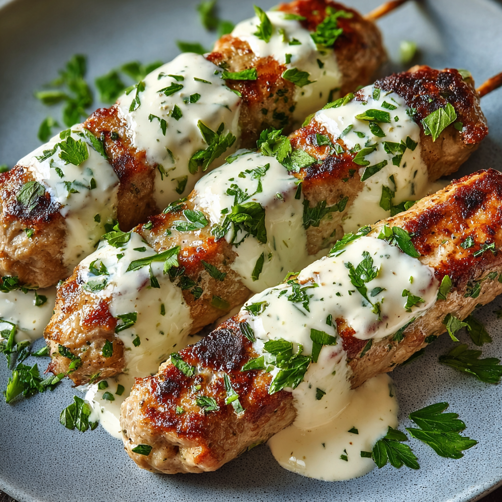 Chicken Kofta with Garlicky Yogurt Sauce