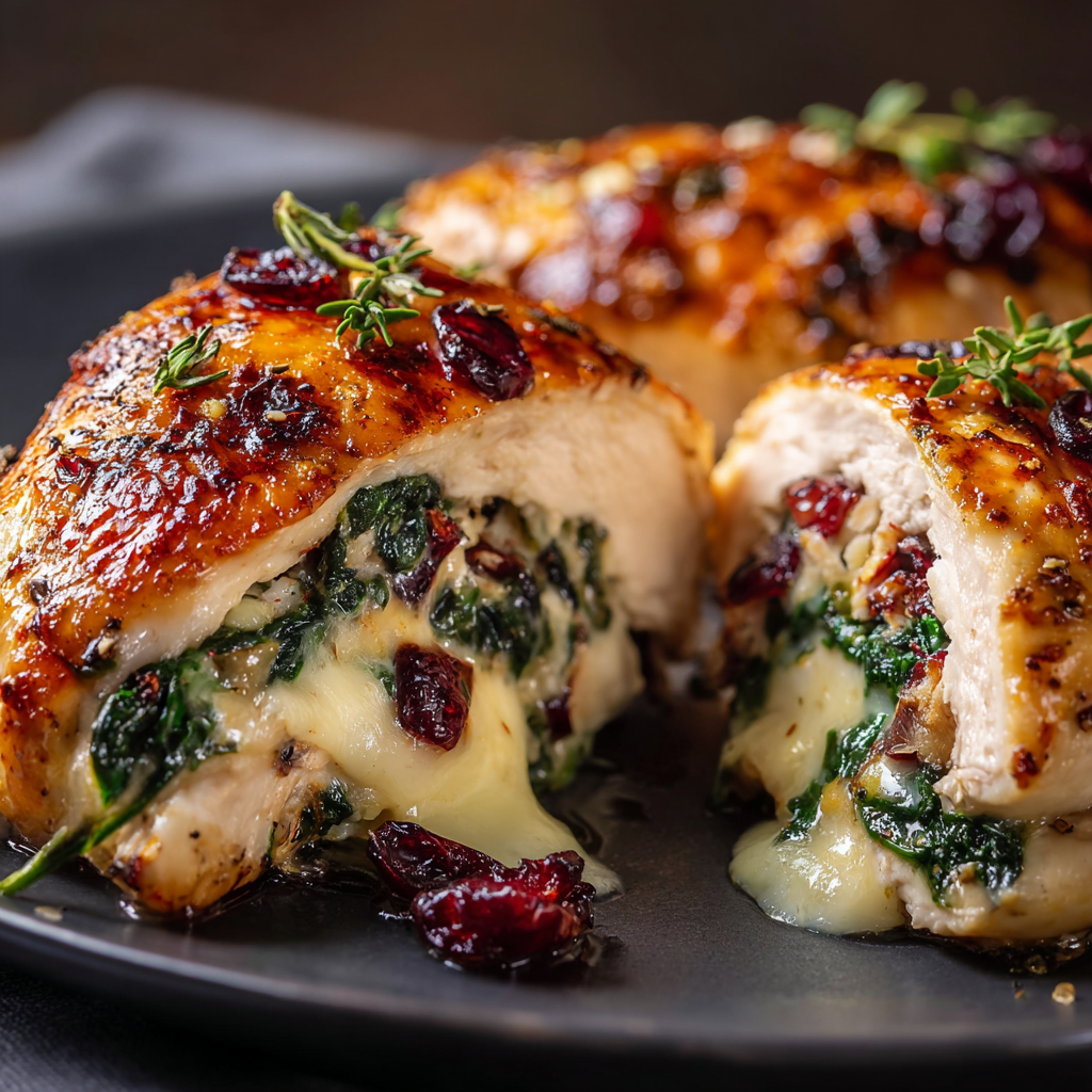 Cranberry & Spinach Stuffed Chicken Breasts with Brie