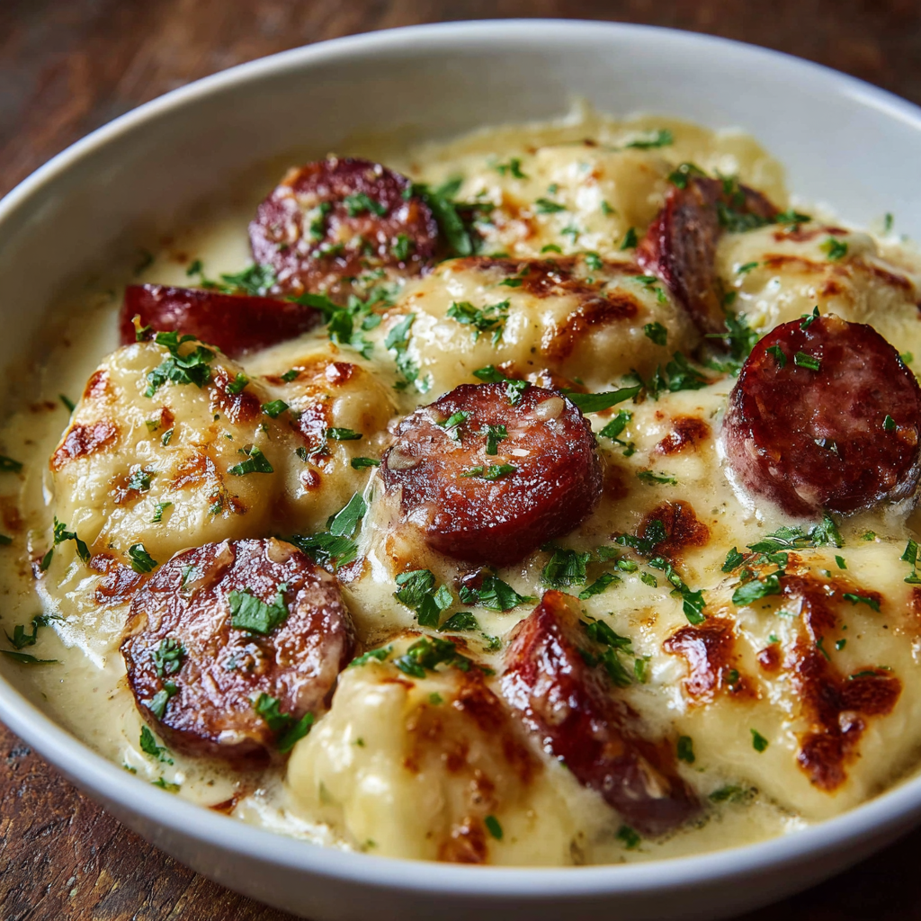 Classic Crockpot Pierogi Casserole with Kielbasa