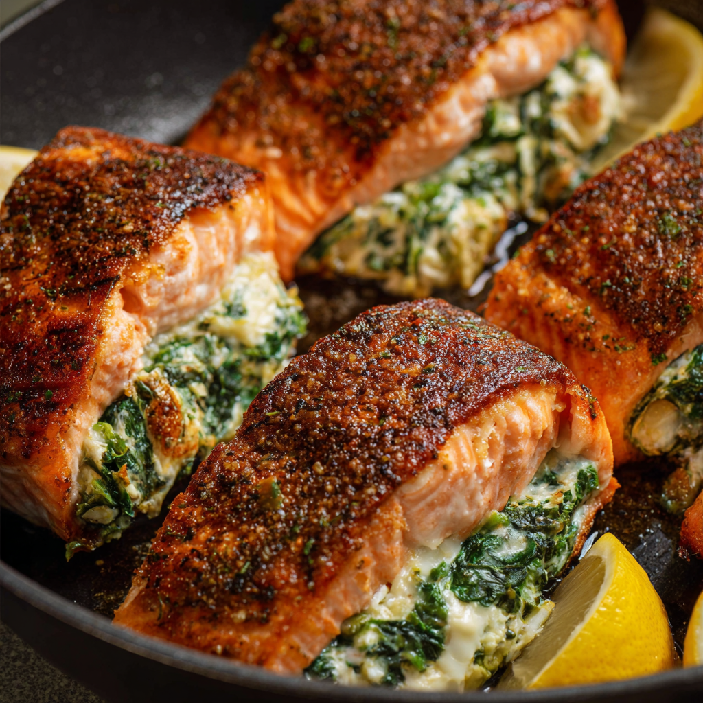 Herb-Garlic Stuffed Salmon