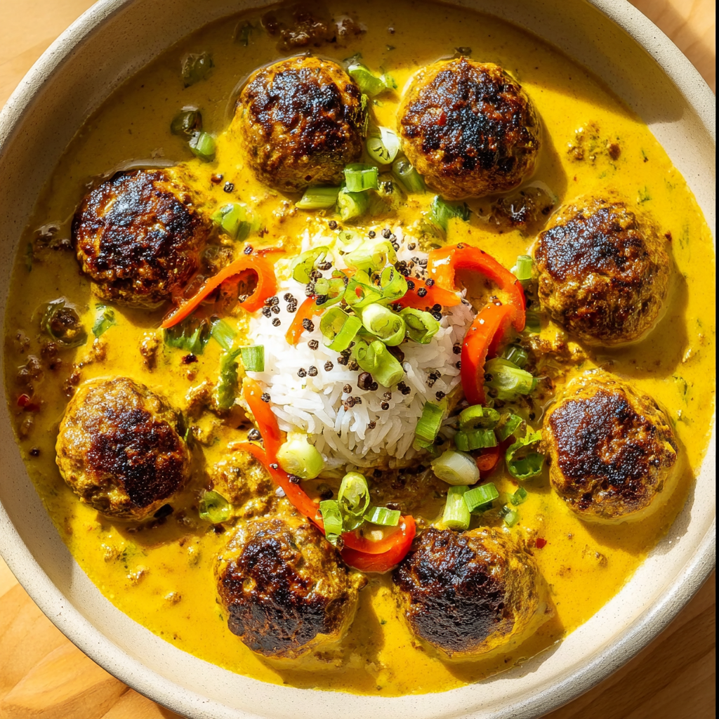 Jerk Meatballs in Coconut Curry Sauce