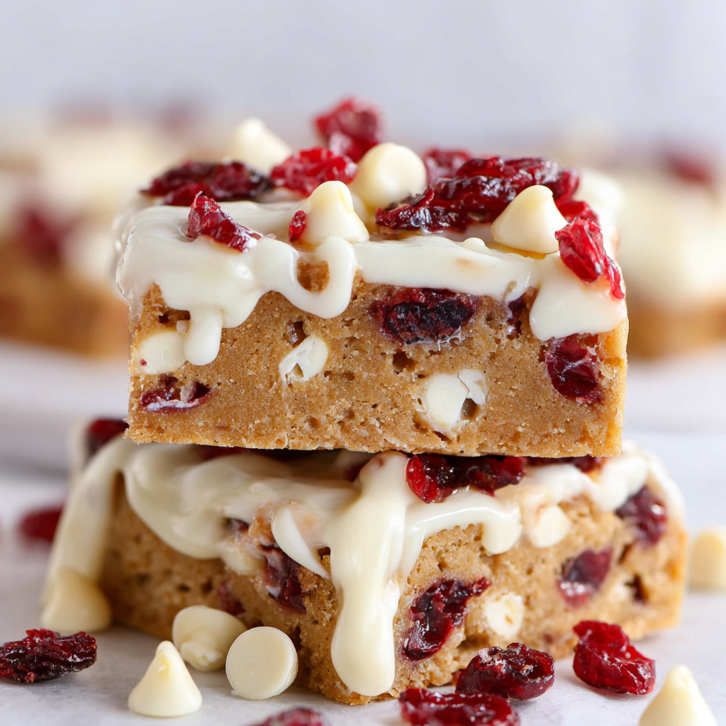 Cranberry & White Chocolate Blondie Bars