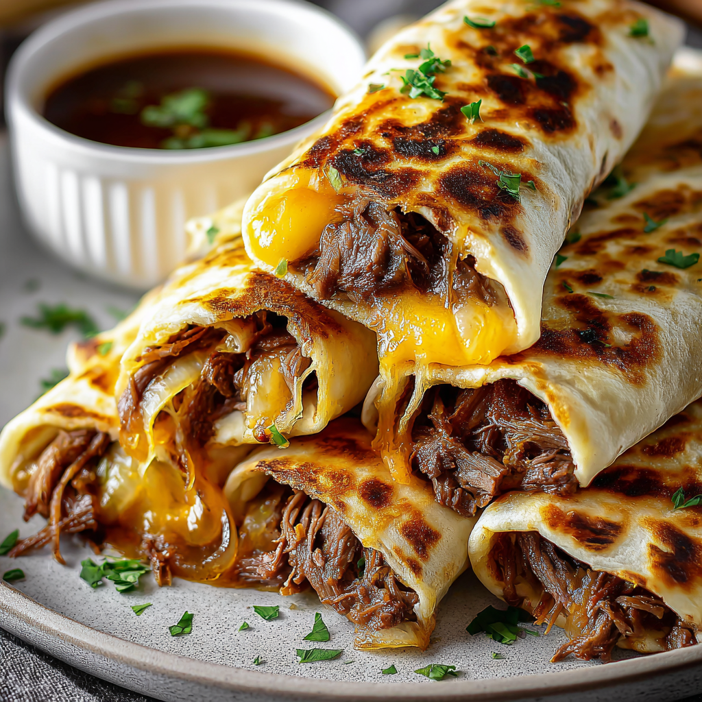 French Dip Tortilla Roll‑Ups