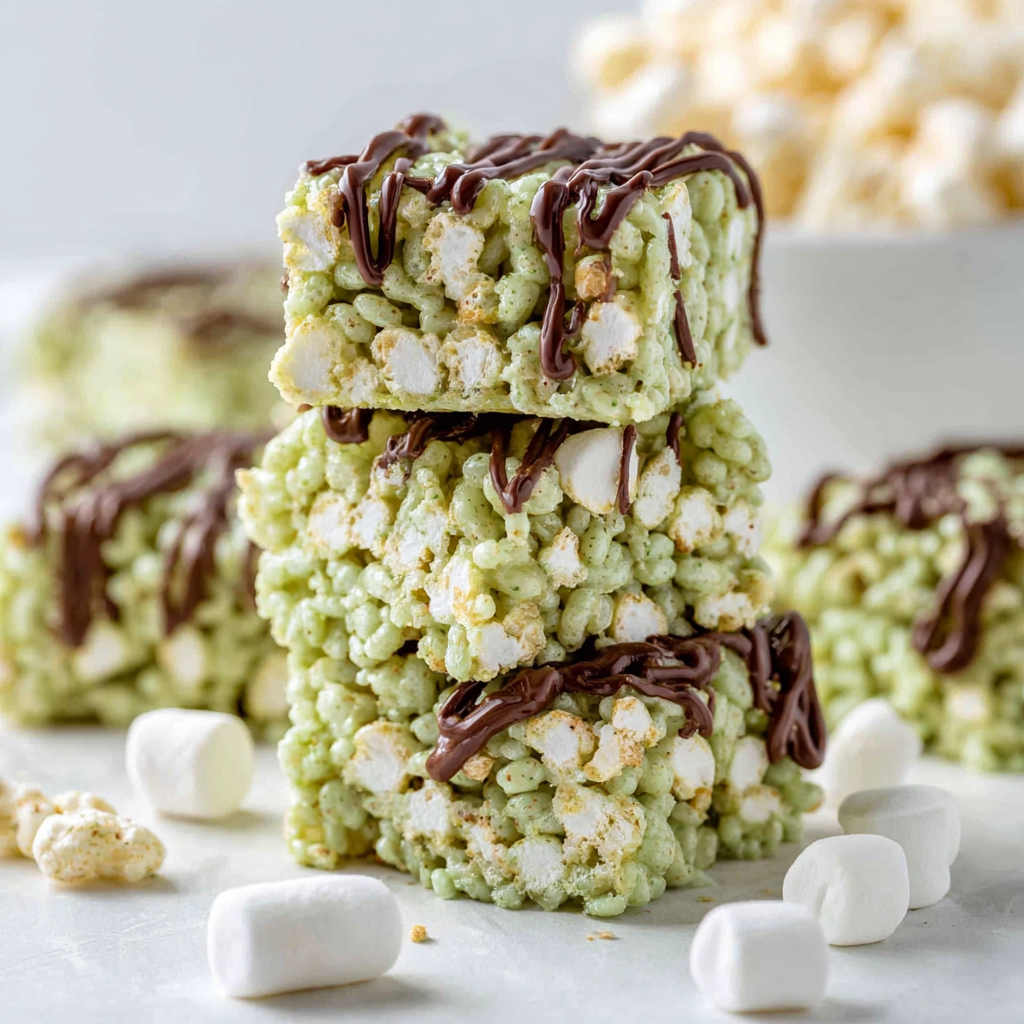 Pistachio Rice Krispie Treats with Dark Chocolate