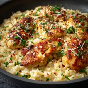 Chicken Scampi with Garlic Parmesan Rice