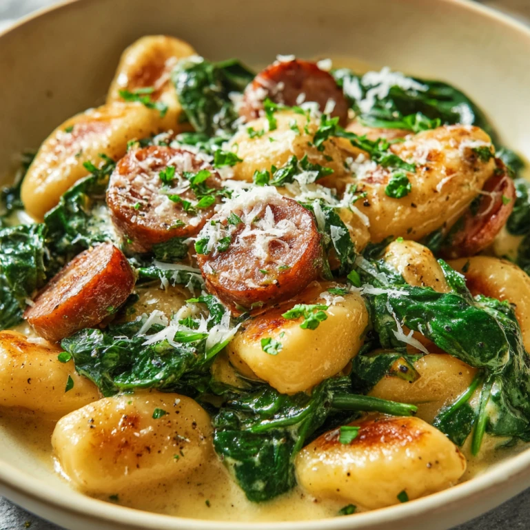 Creamy Pierogi and Turkey Sausage Skillet