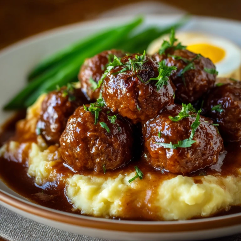 Tasty Slow Cooker Salisbury Meatballs