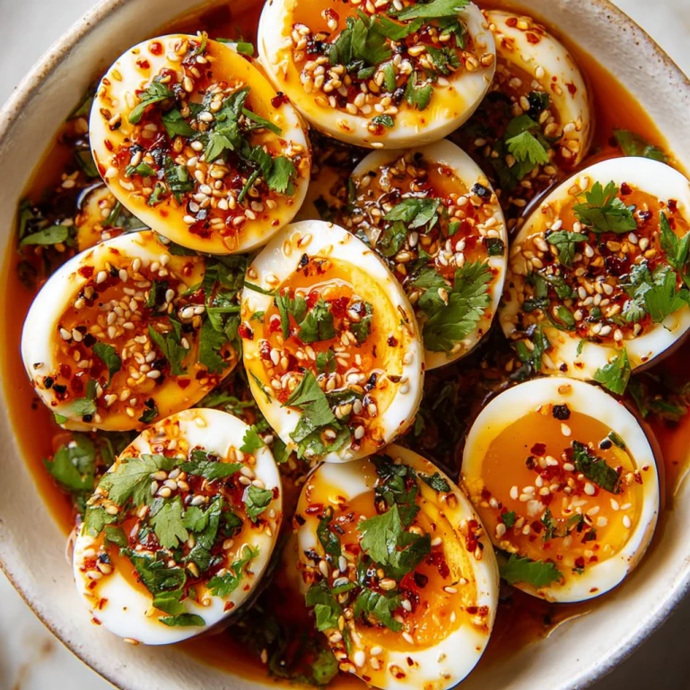 Spicy Chili Garlic Deviled Eggs