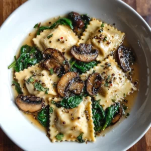 Mushroom Ravioli with Spinach