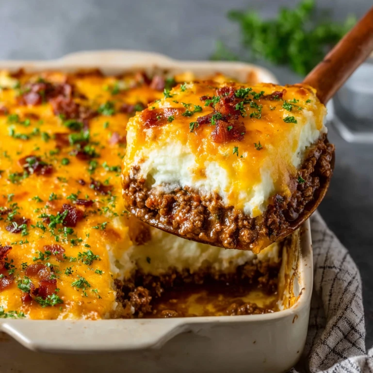 Meatloaf with Mashed Potatoes and Cheese