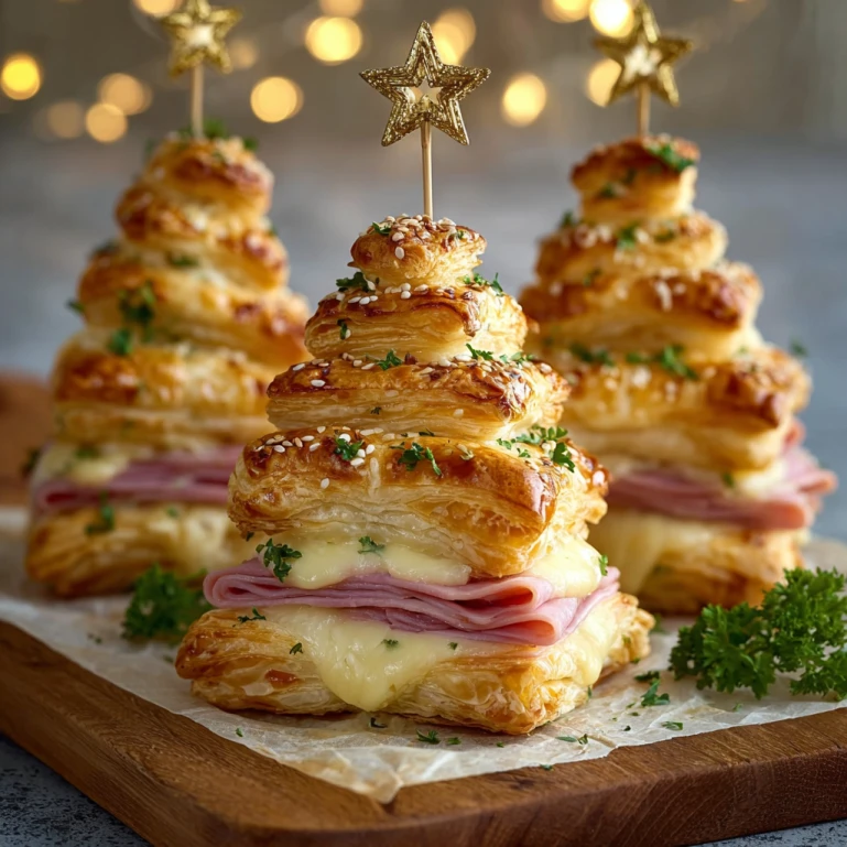 Ham & Cheese Puff Pastry Christmas Trees