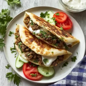 Mediterranean Ground Beef Pita Pockets