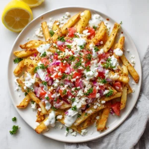 Loaded Greek Feta Fries in Air Fryer
