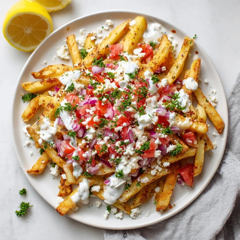 Loaded Greek Feta Fries in Air Fryer