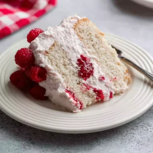 Angel Food Cake with Raspberries and Cream
