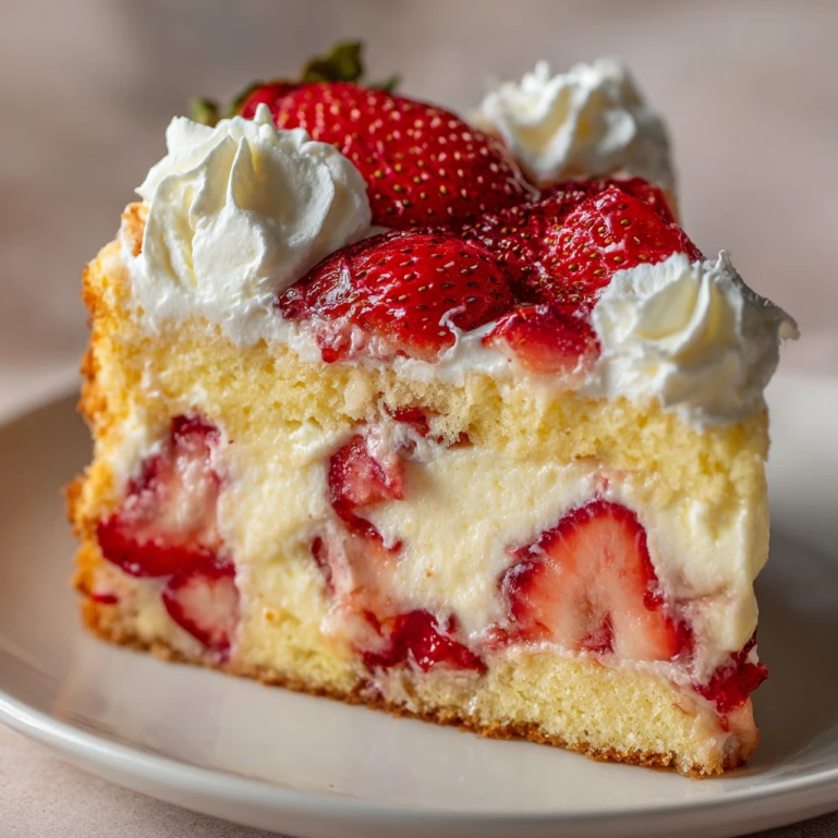 Strawberry Custard Delight Cake