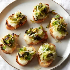 Roasted Brussels Sprouts & 3-Cheese Crostini