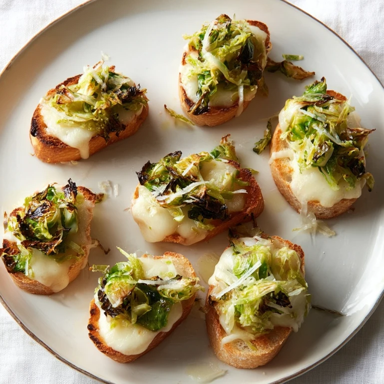 Roasted Brussels Sprouts & 3-Cheese Crostini
