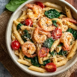 Tomato and Spinach Shrimp Pasta