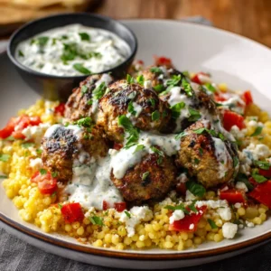 Greek Chicken Meatballs with Tzatziki Sauce
