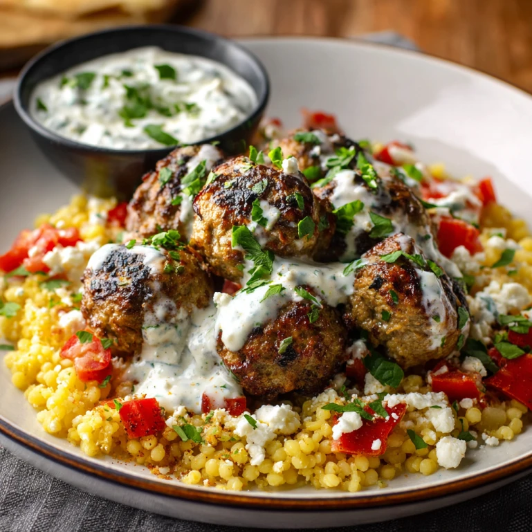 Greek Chicken Meatballs with Tzatziki Sauce
