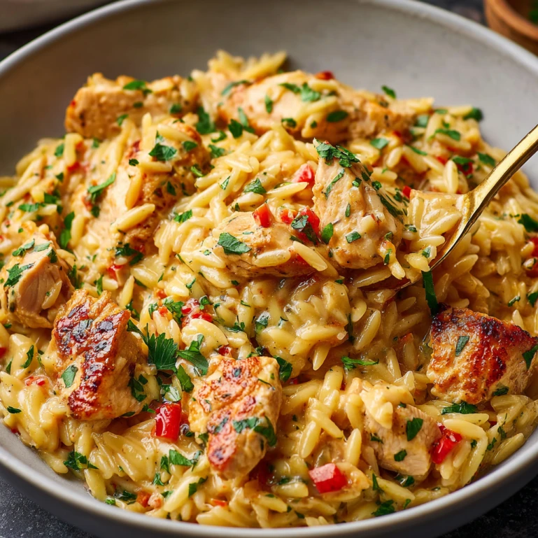 One Pot Cajun Chicken Alfredo Orzo