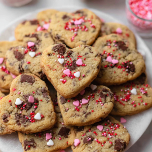 Heart Shaped Chocolate Chip Cookies