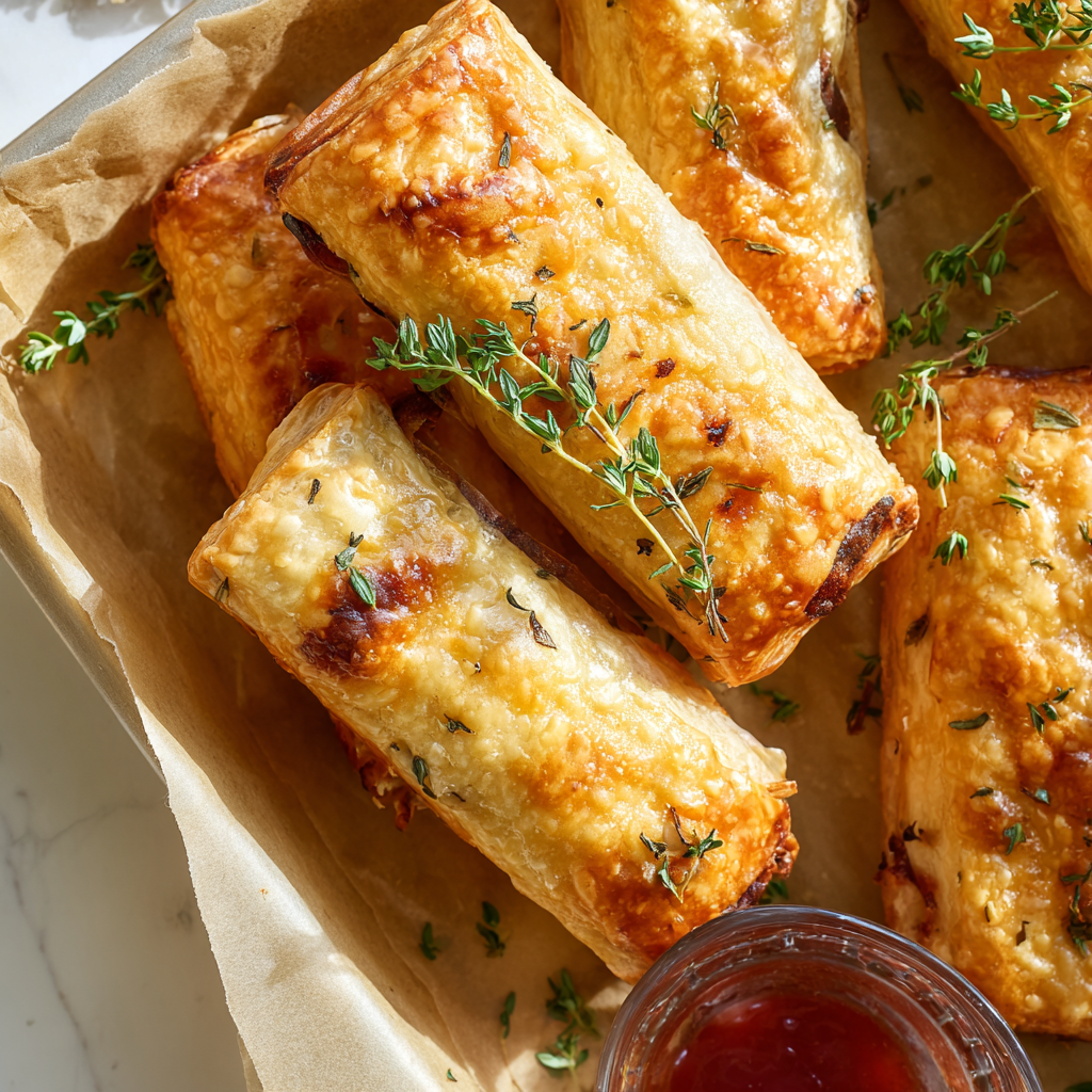 Oven Fried Feta Rolls with Chili Honey