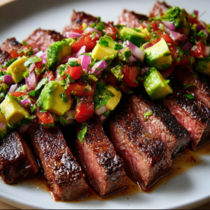 Juicy Chili-Lime Flank Steak with Avocado Salsa – 5-Star Taste!