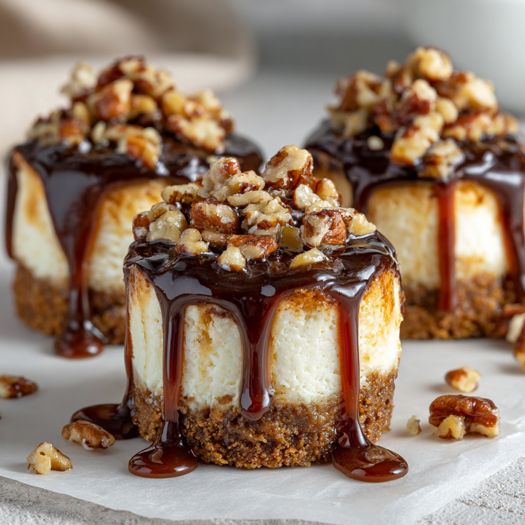 No Bake Turtle Mini Cheesecake