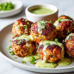 Baked Salmon Meatballs with Creamy Avocado Sauce
