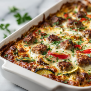 Keto Zucchini and Sausage Casserole