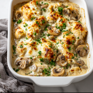 Keto Creamy Chicken and Mushroom Casserole
