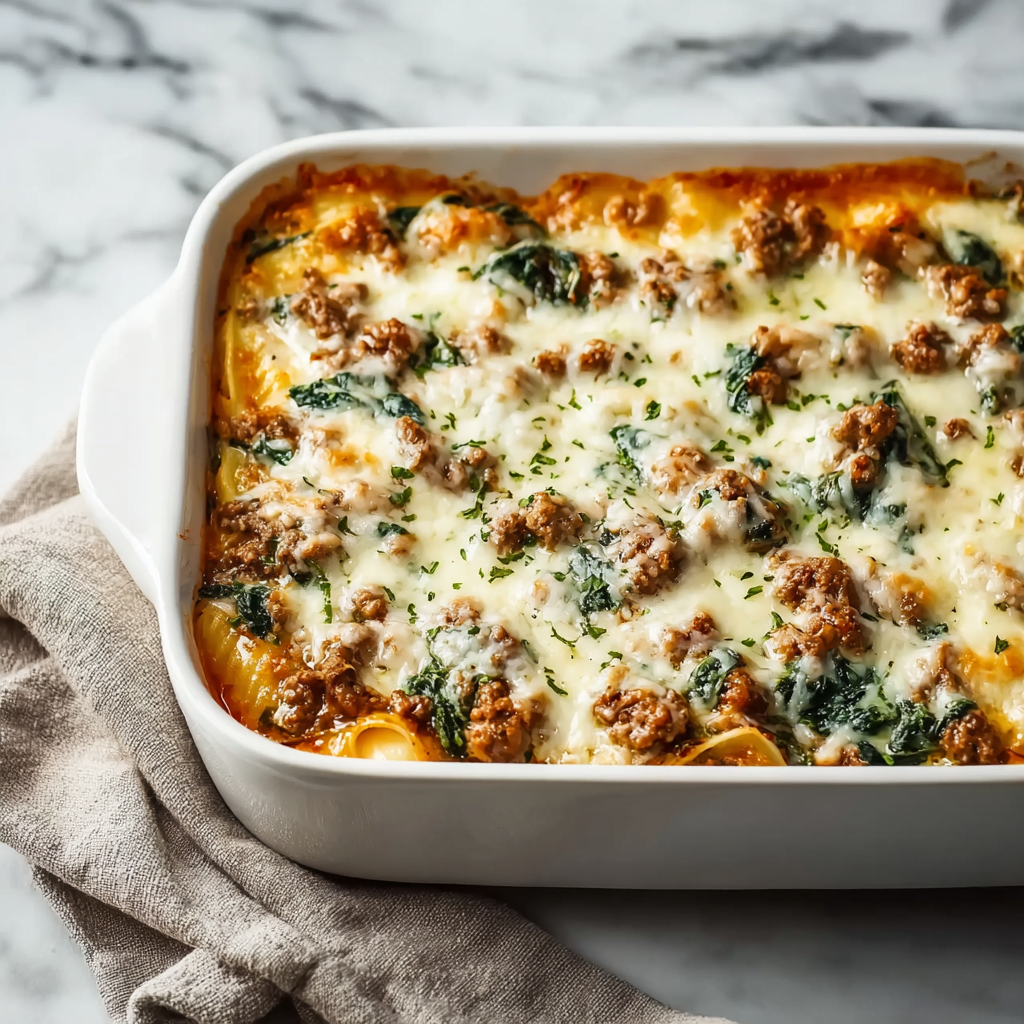 Keto Sausage and Spinach Casserole