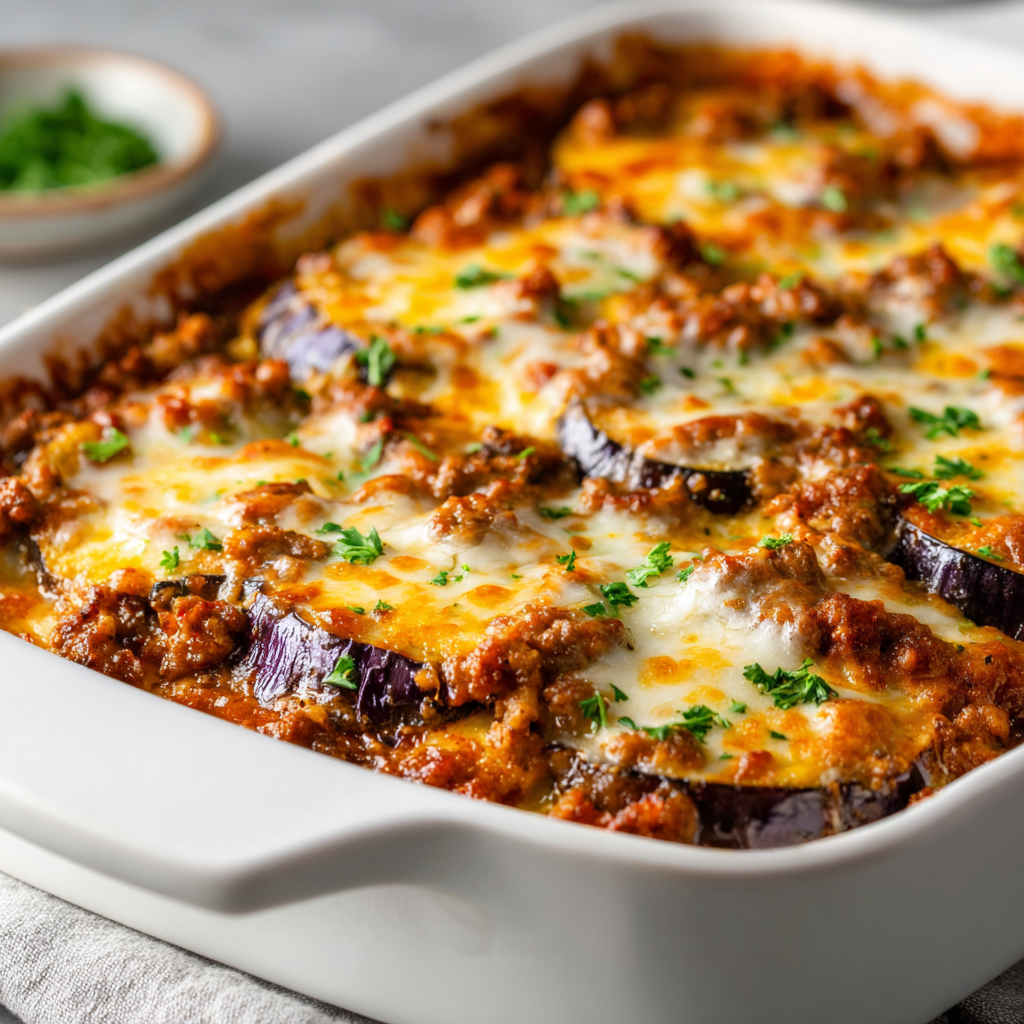 Keto Eggplant and Ground Beef Casserole