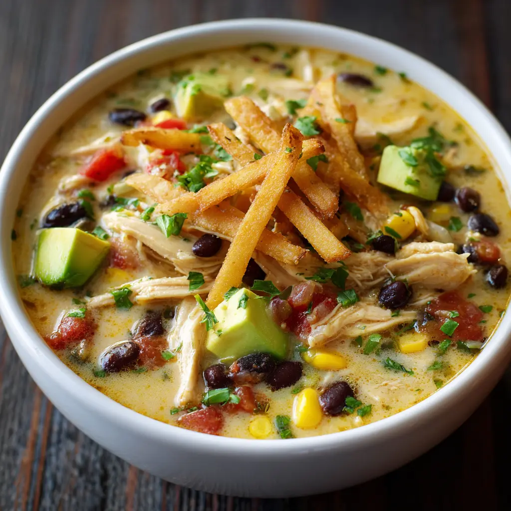 Cheesy Slow Cooker Chicken Fajita Soup