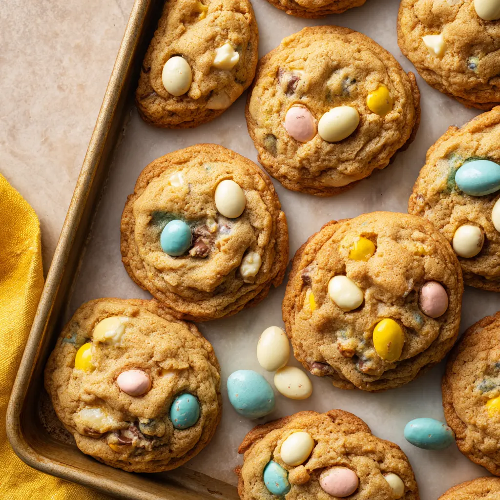 Soft Cadbury Egg Cookies with Brown Butter