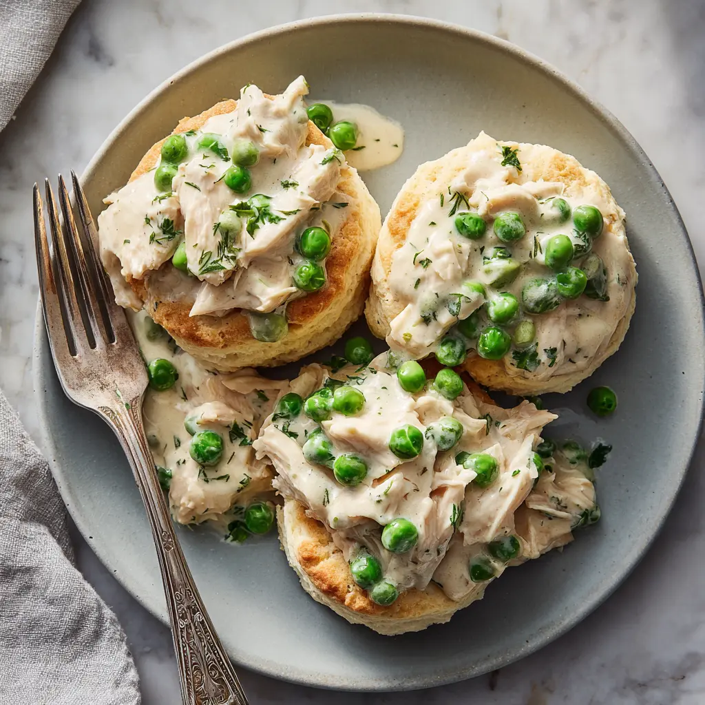 Creamed Chicken Over Biscuits