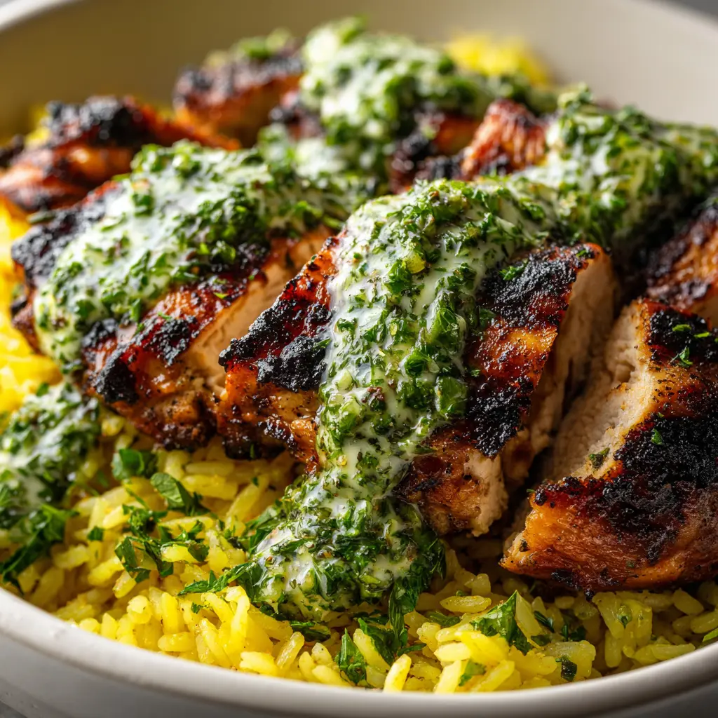 Peruvian Chicken and Rice with Green Sauce